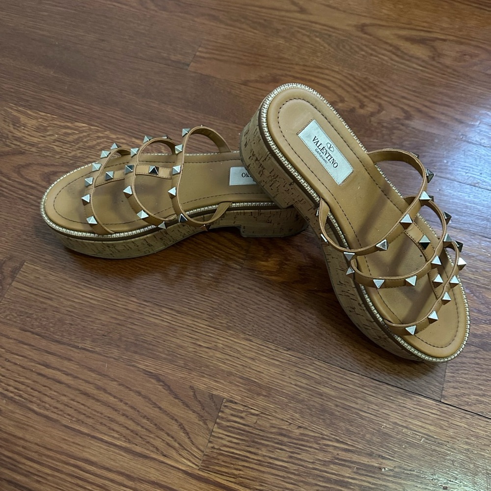 Valentino Cork Rock Stud Flat Forms - image 1